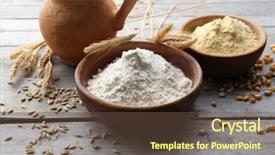  Presentation with grains - Slide set consisting of flour in bowls with grains background and a tawny brown colored foreground