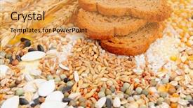  Presentation with colorful geometric pixel - Colorful presentation design enhanced with flour mill - colorful cereal seeds and toasted backdrop and a yellow colored foreground