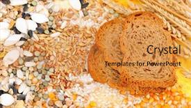  Presentation with cereal - Presentation design having flour mill - colorful cereal seeds and wheat background and a gold colored foreground