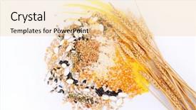  Presentation with cereal - Slides having flour mill - colorful cereal seeds and wheat background and a blonde colored foreground