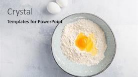  Presentation with baking - Slide deck featuring flour-with-egg-in-bowl background and a light gray colored foreground