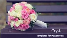  Presentation with pink gold glitter wedding anniversary - Presentation consisting of flourish wedding - pink bridal bouquet background and a tawny brown colored foreground