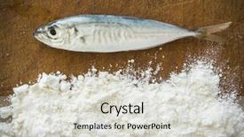  Presentation with fish - Slide set consisting of floury fish on a wooden background and a  colored foreground