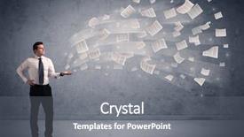  Presentation with newspapers - Amazing PPT theme having flow analysis - caucasian businessman holding newspapers which backdrop and a  colored foreground