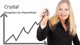  Presentation with business growth and profit - Beautiful slides featuring flow chart - attractive businesswoman writing an arrow backdrop and a white colored foreground