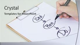  Presentation with business plan - Colorful presentation design enhanced with flow chart - hand drawing business plan backdrop and a light gray colored foreground