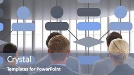  Presentation with abstract digital business interface - Slides enhanced with flow chart circle - digital composite of business group background and a gray colored foreground