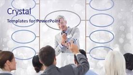  Presentation with mind map diagram - Colorful presentation enhanced with flow chart circle - group meeting and mind map backdrop and a sky blue colored foreground