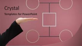  Presentation with open mind - Presentation consisting of flow chart circle - open hand with mind map background and a  colored foreground