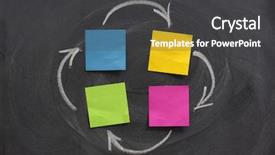  Presentation with sticky notes - Slide deck featuring flow diagram or network background and a dark gray colored foreground