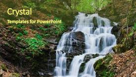  Presentation with software waterfall - PPT theme featuring flow river - tranquil waterfall scenery background and a tawny brown colored foreground