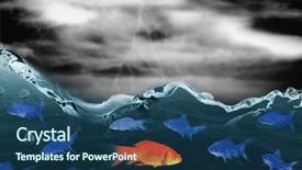  Presentation with lightning - Presentation design with flow theme - goldfish against forked lightning background and a ocean colored foreground
