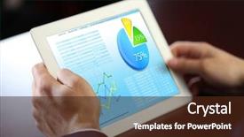  Presentation with tablet - PPT theme with flowchart electronics - businessman holding tablet-pc with scheme background and a tawny brown colored foreground