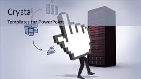  Presentation with cloud computing - PPT layouts featuring flowchart electronics - cursor with legs against composite background and a light blue colored foreground