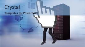  Presentation with healthcare cloud computing - PPT layouts enhanced with flowchart electronics - cursor with legs against composite background and a light blue colored foreground