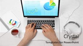  Presentation with flowchart - Cool new slides with flowchart electronics - man working with modern laptop backdrop and a mint green colored foreground
