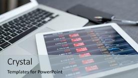  Presentation with market data - Slides having flowchart electronics - stock market data application background and a light blue colored foreground