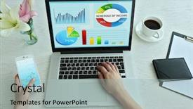  Presentation with flowchart - Colorful presentation design enhanced with flowchart electronics - woman working with modern laptop backdrop and a light gray colored foreground