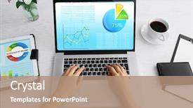  Presentation with ict modern laptop - Theme having flowchart electronics - woman working with modern laptop background and a coral colored foreground