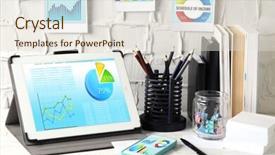  Presentation with workplace conflicts - PPT layouts with flowchart electronics - workplace with tablet-pc with scheme background and a  colored foreground