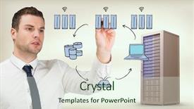  Presentation with writing - Presentation theme having flowchart electronics - young serious businessman writing background and a sky blue colored foreground