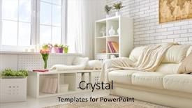  Presentation with living room - Slide deck featuring flower - modern living room in bright background and a mint green colored foreground