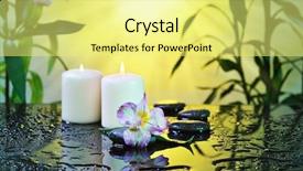  Presentation with flower candles - Theme enhanced with flower and burn candles on wet background background and a blonde colored foreground