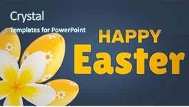  Presentation with easter bunny yellow spring flower - Audience pleasing slides consisting of flower and eggs against navy backdrop and a ocean colored foreground