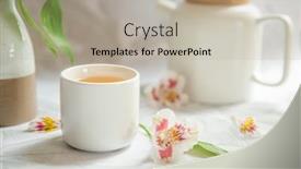  Presentation with high tea - Slides consisting of flower-and-herb-tea background and a mint green colored foreground