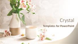  Presentation with high tea - PPT theme with flower-and-herb-tea background and a cream colored foreground