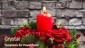  Presentation with christmas red - PPT layouts enhanced with flower arrangement - christmas table decoration with burning background and a tawny brown colored foreground