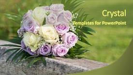  Presentation with railing - PPT theme with flower arrangement - closeup of a beautiful rose background and a tawny brown colored foreground