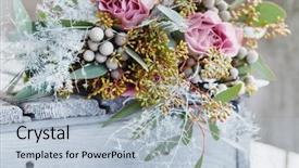  Presentation with romantic - PPT theme having flower arrangement - romantic bouquet background and a light blue colored foreground