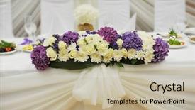  Presentation with flower wedding - Audience pleasing presentation theme consisting of flower arrangement - wedding table decoration backdrop and a mint green colored foreground