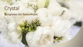  Presentation with flower wedding - Slide set consisting of flower arrangement - white wedding bouquet in vase background and a lemonade colored foreground