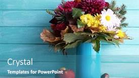  Presentation with apple flower - Slides having flower-bouquet-in-blue-vase background and a teal colored foreground