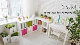  Presentation with child welfare services - PPT theme enhanced with home storage - interior of colorful unisex room background and a light gray colored foreground