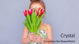  Presentation with father - Amazing theme having little cute holding bouquet backdrop and a light blue colored foreground