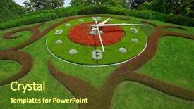 Presentation with clock - PPT theme enhanced with flower clock in geneve garden background and a tawny brown colored foreground
