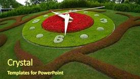  Presentation with clock - PPT layouts enhanced with flower clock in geneve garden background and a tawny brown colored foreground