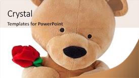  Presentation with rose flower - Theme featuring flower cute - teddy bear holding a rose background and a coral colored foreground