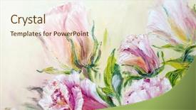  Presentation with canvas - Presentation design enhanced with flower drawing - beautiful roses oil painting background and a cream colored foreground