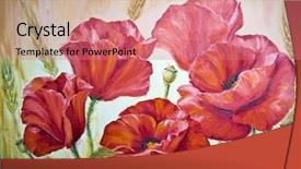  Presentation with poppies - Audience pleasing presentation theme consisting of flower drawing - poppies in the morning oil backdrop and a coral colored foreground