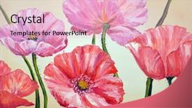  Presentation with oil and gas - Audience pleasing theme consisting of flower drawing - poppies oil painting on canvas backdrop and a lemonade colored foreground