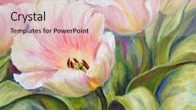  Presentation with canvas - Slides with flower drawing - tulips oil painting on canvas background and a lemonade colored foreground