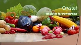  Presentation with fresh fruits and vegetables - Cool new PPT theme with flower fall - fresh organic vegetables ane fruits backdrop and a  colored foreground