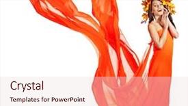  Presentation with multicolored autumn leaves orange yellow red - Beautiful theme featuring flower fall - girl with wreath of autumn backdrop and a lemonade colored foreground