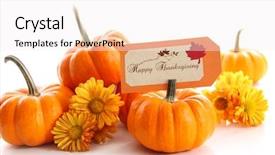  Presentation with fall - Beautiful presentation theme featuring flower fall - small pumpkins with chrysanthemums backdrop and a white colored foreground