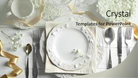  Presentation with table setting - Presentation featuring flower festival - beautiful festive table setting background and a soft green colored foreground