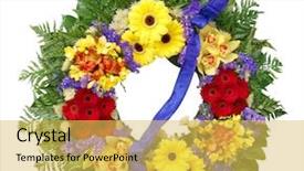  Presentation with clipping - Beautiful theme featuring flower funeral - floral wreath isolated with clipping backdrop and a yellow colored foreground